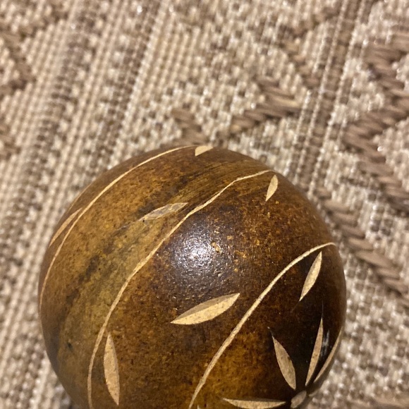 Three Decorative Wood Carved Spheres - Picture 3 of 7